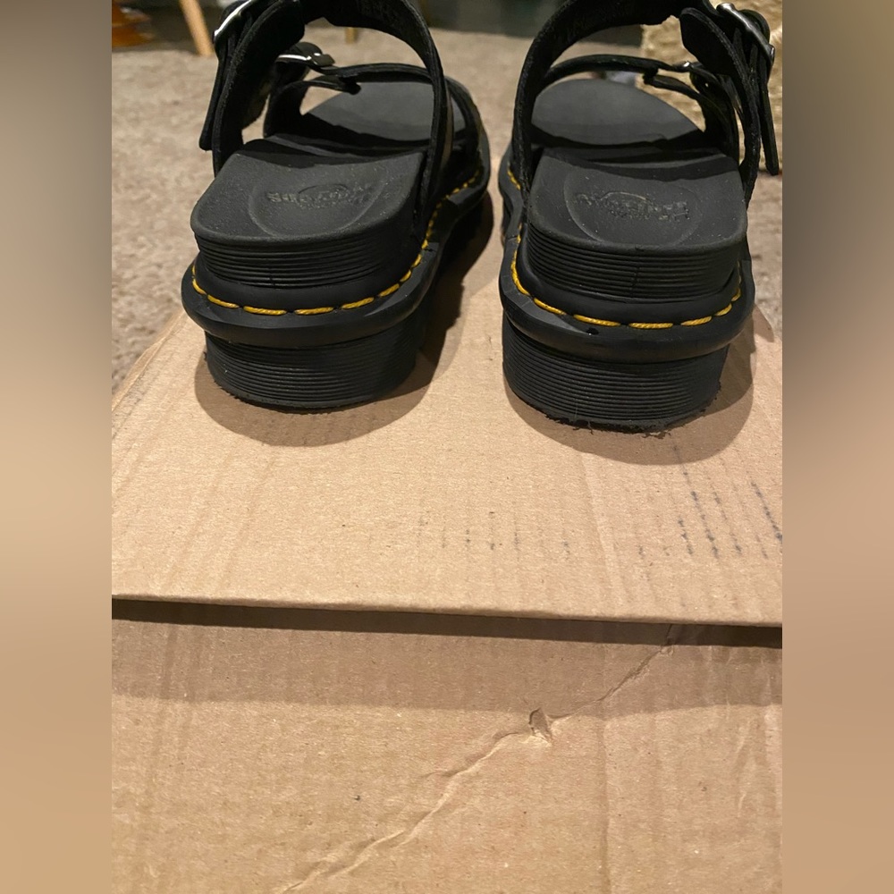 Dr. Martens Myles Brando Black Leather Buckle Slide Sandals View 4